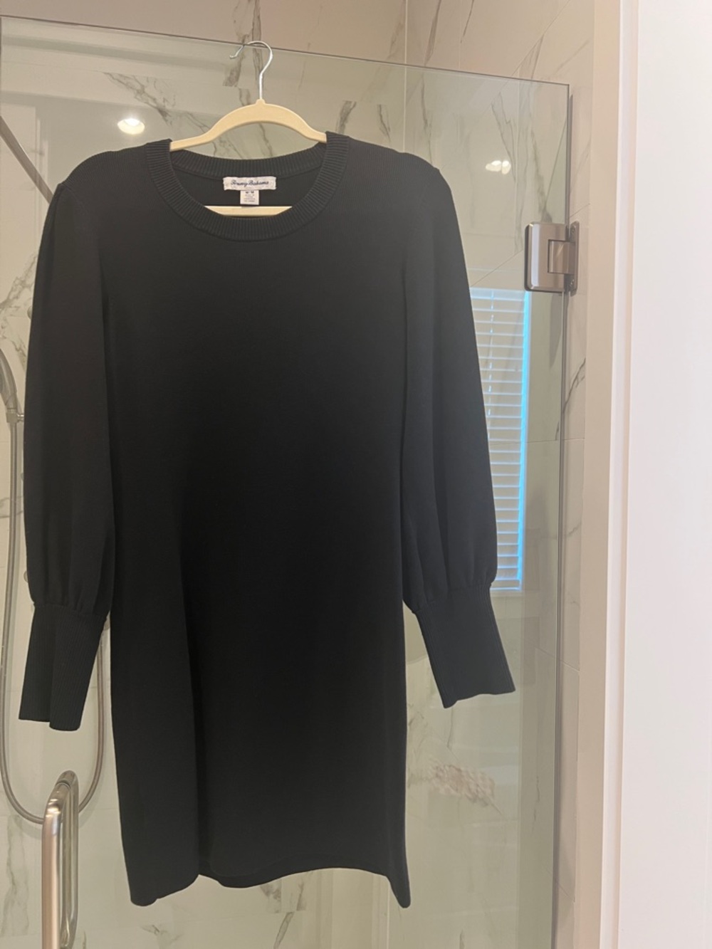 Tommy Bahama Black Long-Sleeve Crewneck Sweater Dress